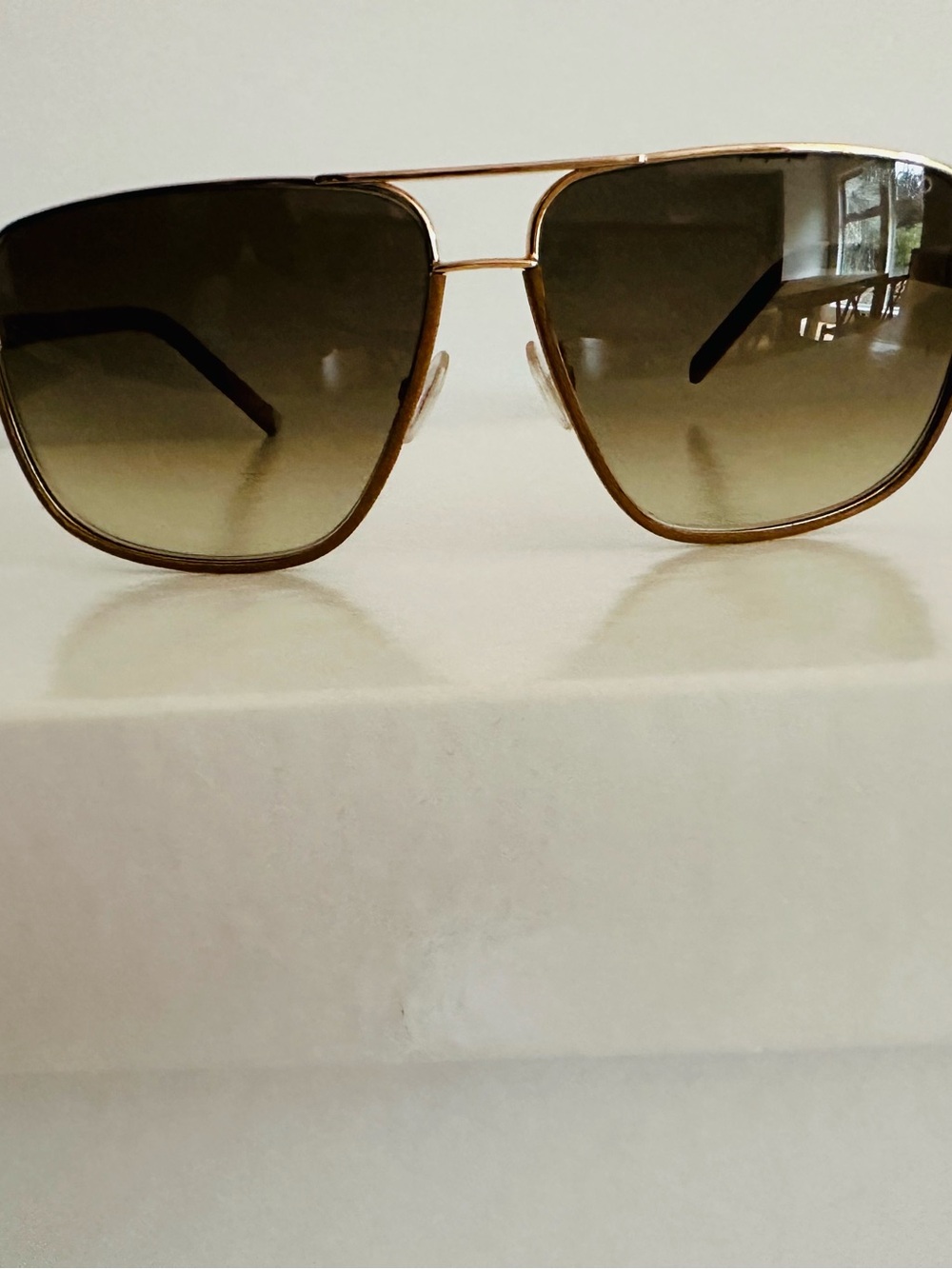 Jimmy Choo Brown and Gold Aviator Sunglasses
